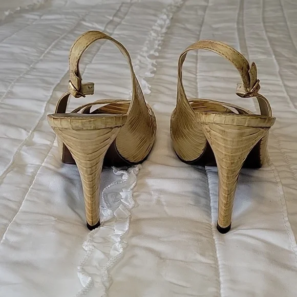 Ralph Lauren Peep Toe Sandals with Heels Tan Color size 8 - Picture 5 of 11